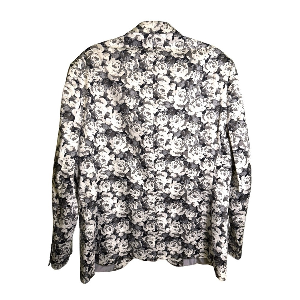 JF J Ferrar Black White Floral Slim Fit Blazer Jacket Size 46R Modern Statement - Picture 3 of 8